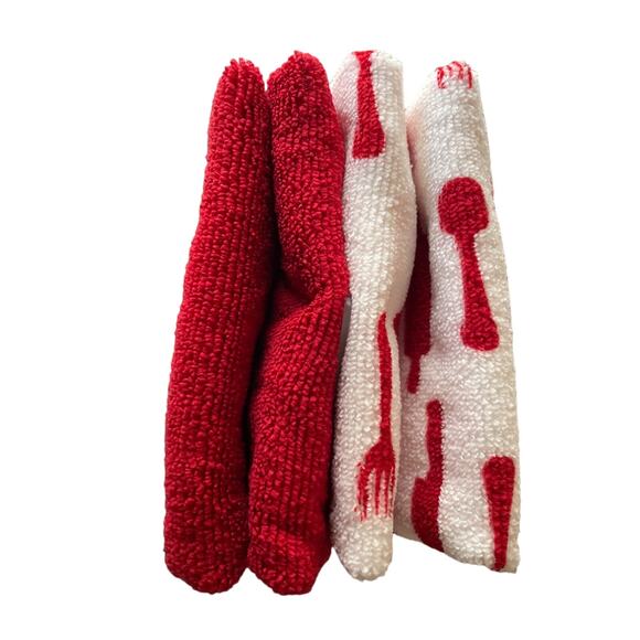 Great Gatherings 4 pack Kitchen Towels Red White 16x19  b3 - Picture 3 of 3